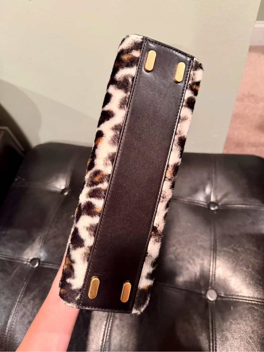 Tory Burch Leopard Print Lee Radziwill Satchel Bag with Crossbody Strap